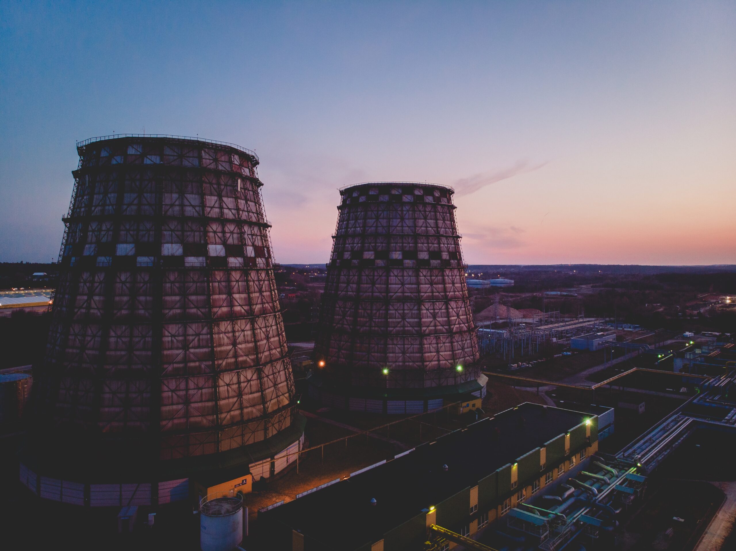 aerial shot two power plant sunset vilnius scaled